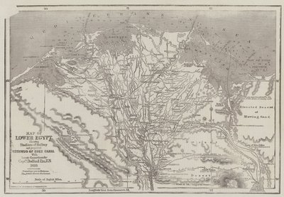 Map of Lower Egypt, Showing the Lines of Railway and Projected Isthmus of Suez Canal by John Dower